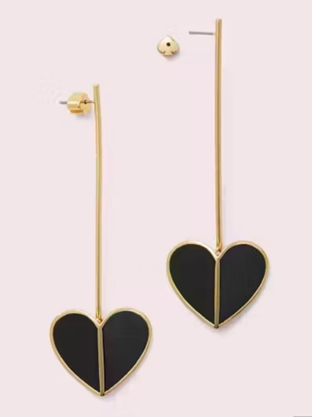 kate spade Gold-Tone Black Heart Threader Earrings